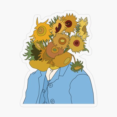 Vincent Van Gogh Self Portrait, Van Gogh Self Portrait, Sunflower Head, Van Gogh Sunflowers, Stickers Journal, Vincent Van, Vincent Van Gogh, Self Portrait, Van Gogh