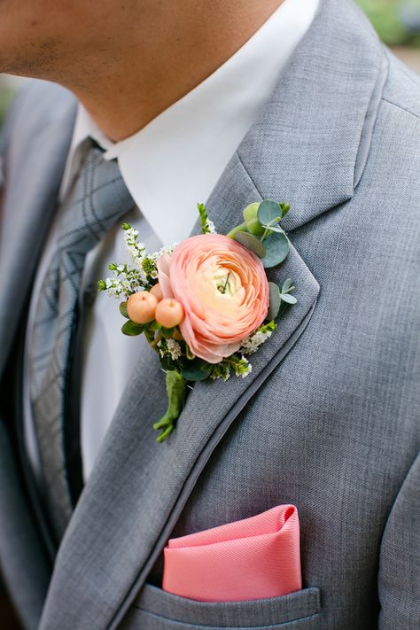 Coral Boutonniere Wedding, Yellow And Pink Corsage, Coral Flowers Wedding, Coral Corsage, Wedding Colors 2025, Coral Wedding Decor, Bridesmaid Dresses Coral, Coral Boutonniere, Peach Boutonniere