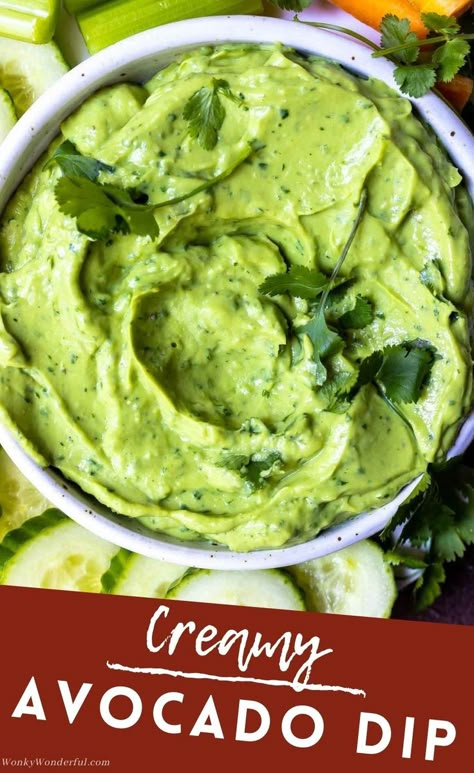 This Creamy Avocado Dip Recipe comes together in 5 minutes with just 4 ingredients! An appetizer for any occasion, this basic guacamole dip is ultra smooth, fresh and flavorful. Avocado Dips, Creamy Avocado Dip, Avocado Dip Recipe, Dip Recipes Appetizers, Guacamole Dip, Avocado Dip, Slow Cooker Meatballs, Crab Dip, Dip Recipes Easy