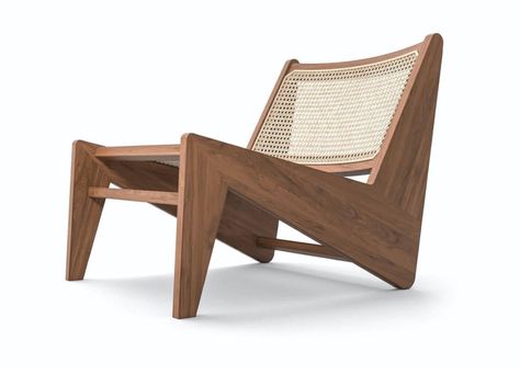 Cassina Kangaroo Armchair | est living Product Library Kangaroo Chair, Wood Lounge Chair, Kursi Bar, Low Chair, Iconic Chairs, Wooden Armchair, Bench Designs, Pierre Jeanneret, Contemporary Furniture Design