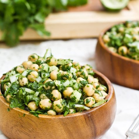 Cilantro Lime Chickpea Salad Cole Slaw, Chickpea Salad, Green Vegetables, Cilantro Lime, Delicious Salads, Soup And Salad, Healthy Eats, Workout Wear, Fine Dining