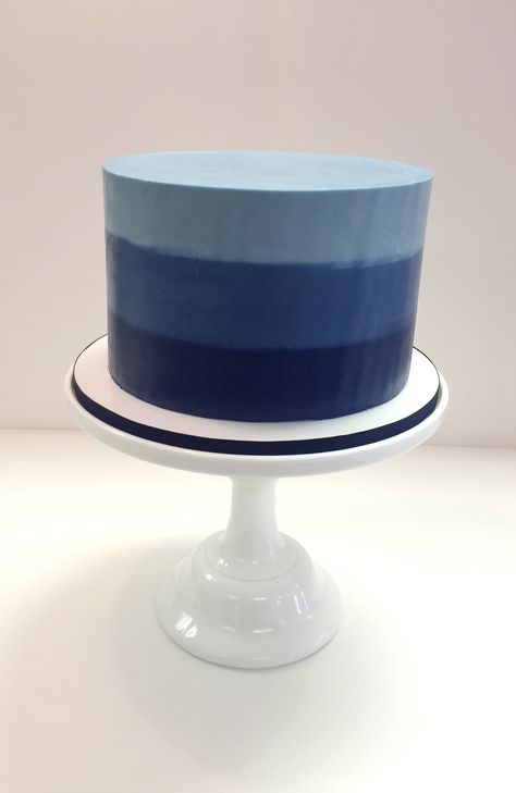 Smooth blue ombre buttercream cake by Frost It Cakery Navy Blue Ombre Cake, Ombre Buttercream Cake, Blue Ombre Cake, Ombre Buttercream, Navy Cakes, 80 Birthday, Blue Birthday Cakes, White Birthday Cakes, 80 Birthday Cake