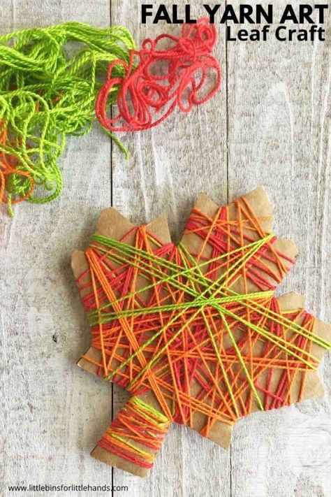 Craft With Yarn, Fall Crafts For Preschoolers, Fall Leaf Art, Fall Leaf Art Projects, Yarn Art Projects, Leaf Craft, Yarn Crafts For Kids, Autumn Leaves Craft, Preschool Crafts Fall