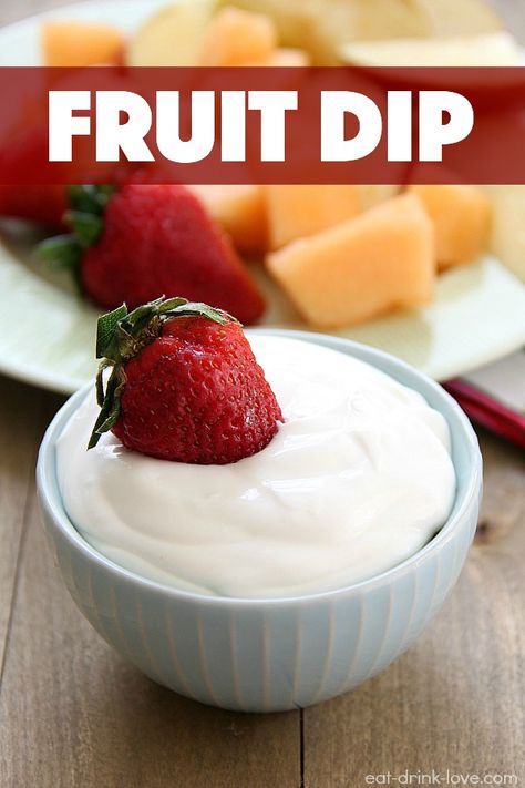 Fruit Dip - a nice and light dip made with low fat cream cheese and yogurt. The perfect dip for any fruit and contains no added sugar! Healthy Fruit Dip, Yogurt Fruit Dip, Fruit Dip Recipe, Dip Easy, Fruit Dips Recipes, Dip Sauce, Buffet Ideas, Sweet Dips, Fast Healthy Meals