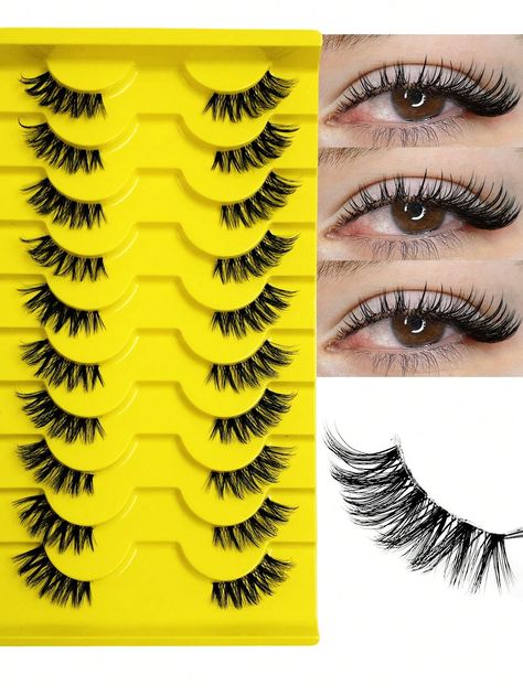 False Eyelashes, 10 Pairs/Box Mini And Cute Super Short Half Eye Lashes With Thin And Transparent Stems, Lengthened End, Natural Curly Appearance, Reusable And Ideal For Girls With Small Eyes. Suitable For Women's Daily Dating     Synthetic Fiber  Half Eyelashes   Beauty Tools, size features are:Bust: ,Length: ,Sleeve Length: Half Eyelashes, Black Two Piece Set, Small Eyes, Sparkly Skirt, Black And White Beach, Cable Knit Sweater Dress, Office Skirt, Black Two Piece, Work Skirts