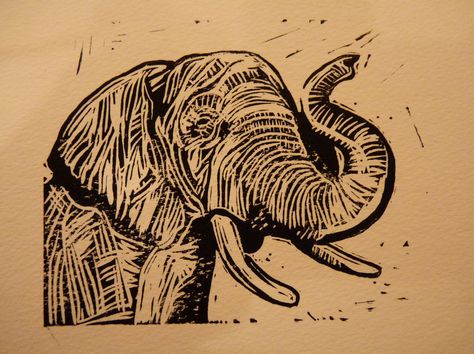 Elephant linocut by Ieuan Edwards. http://www.ieuanedwards.com/ Tags: Linocut, Cut, Print, Linoleum, Lino, Carving, Block, Woodcut, Helen Elstone, Animal, Elephant, Trunk, Safari, Indian, African, Endangered, Ivory. Printmaking Animals, Lino Printmaking, Printmaking Inspiration, Relief Printmaking, Lino Printing, Linoleum Print, Linocut Printmaking, Lino Art, Relief Printing