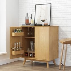 Scandinavian Bar Cabinet, Corner Bar Furniture, Rustic Wine Bar, Tall Bar Cabinet, Post Modern Furniture, Wood Bar Cabinet, Midcentury Modern Style, Cabinet Catches, Home Bar Cabinet