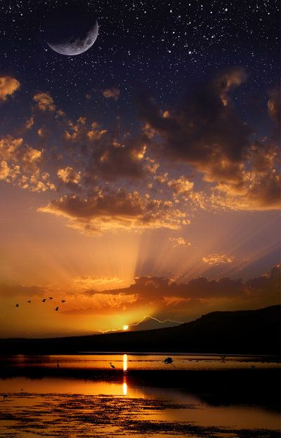 ✯ Wow - Moon, Sun and Stars at the same time! - Wisconsin by Phil Koch Cer Nocturn, Charcoal Drawings, Sun And Stars, Beautiful Moon, Jolie Photo, Beautiful Sky, Sun Moon, Beautiful Sunset, Amazing Nature