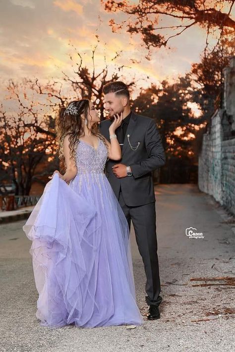 Couple Engagement Dress Indian, Engagement Dress Indian, Engagement Gowns Indian, Reception Pose, Engagement Outfit For Man, Lavender Engagement, Marriage Outfit, Reception Couple, Lavender Gown