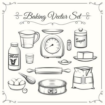 Baking Tools Illustration, Sugar Illustration, Muffin Clipart, Baking Drawing, Bakery Icon, Homemade Baked Bread, Vintage Bakery, Logos Vintage, Cake Illustration