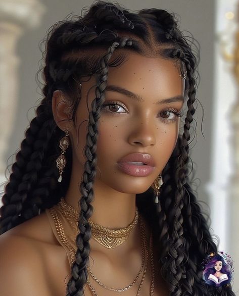 Fantasy Braids Black Hair, Coco Braids, Fantasy Black Hairstyles, African Queen Hairstyles, Creative Braids For Black Women, Fantasy Hair Styles, Long Hairstyles For Black Women, Curls For Medium Length Hair, Protective Hairstyles Braids