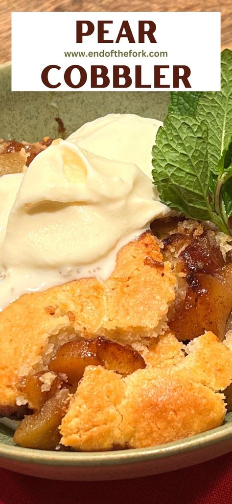 Warm up with our comforting pear cobbler with spiced juicy sweet pears, topped with soft and tender biscuits. #pearcobbler #cobbler #bakeddessert Pear Cobbler Recipes Canned, Pear Cobbler, Chicken And Rice Dishes, Family Desserts, Canned Biscuits, Fruit Dessert Recipes, Savory Muffins, Amazing Desserts, Easy No Bake Desserts