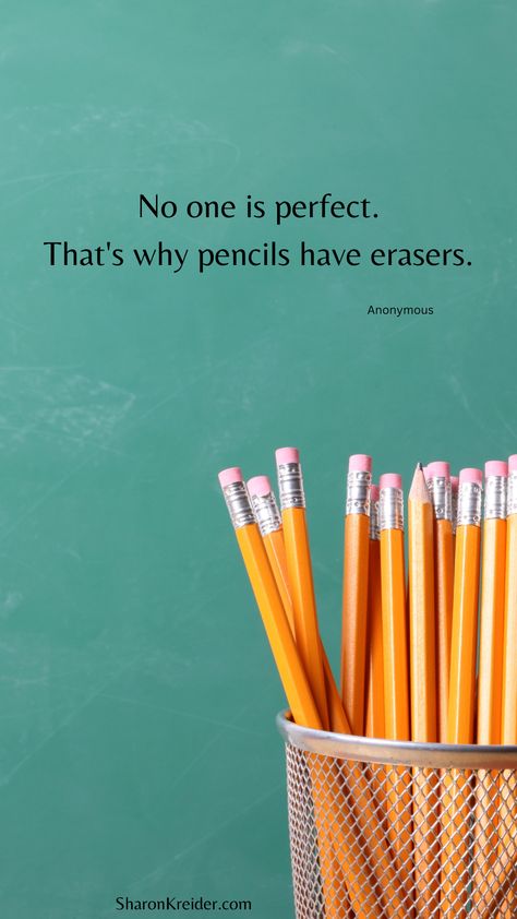 Inspirational quote for authors and writers: No one is perfect. That's why pencils have erasers. #inspirationalquotes #pencils #writers #imperfection Stationary Lover Quotes, Eraser Quotes, Stationary Quotes, Pencil Quotes, Stationery Quotes, Stand Quotes, Matching Quotes, Optimism Quotes, Pencil Organizer