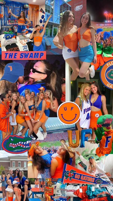 #uf #universityofflorida #gators #college #university #collegeaesthetic #florida #vibes #orange #blue #gogators #swamp 🐊 Florida Vibes, University Inspiration, College Gameday Outfits, College Vision Board, Colleges In Florida, Football Game Outfit, College Aesthetic, Dream College, Dream School