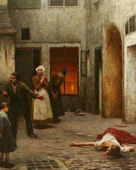 Art History Gallery sur Instagram : Jakub Schikaneder (1855–1924): Murder in the House, 1890, oil on canvas, 203 x 321 cm, National Gallery in Prague . . At the turn of the… Jakub Schikaneder, Everett Millais, John Everett Millais, National Gallery, Prague, Oil On Canvas, Turning