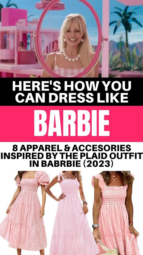 How To Dress Like Barbie, Beach Barbie Outfit, Barbie Diy Costume, Barbie Movie Outfits Ideas, Barbie Outfits For Women Party, Diy Barbie Costume, Barbie Costume Ideas Women, Dress Like Barbie, Vintage Barbie Costume