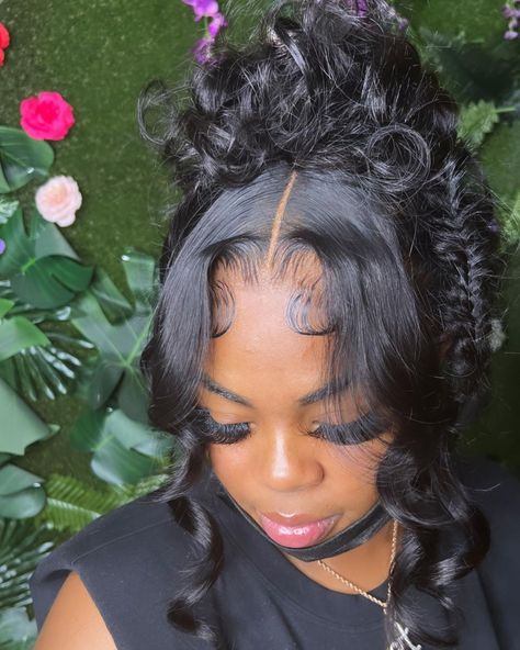 Black Hair Updo Hairstyles, Frontal Wig Hairstyles, Hair Magic, Birthday Hairstyles, Cute Curly Hairstyles, Quick Weave Hairstyles, Quick Braided Hairstyles, Birthday Hair, Pin Up Hair