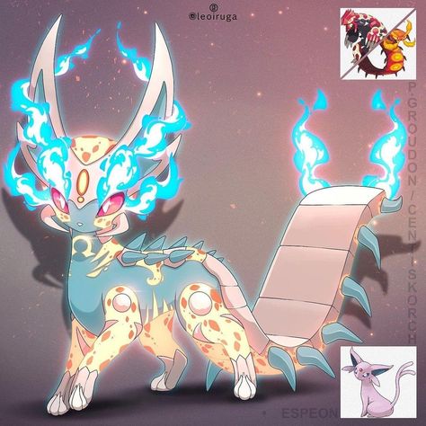 Pokemon Fanmade Evolution, Pokemon Eeveelutions Fanart, Fakemon Eeveelution, Fan Made Pokemon, Eeveelutions Art, Fusion Pokemon, Fanmade Pokemon, Pokemon Mix, Rayquaza Pokemon