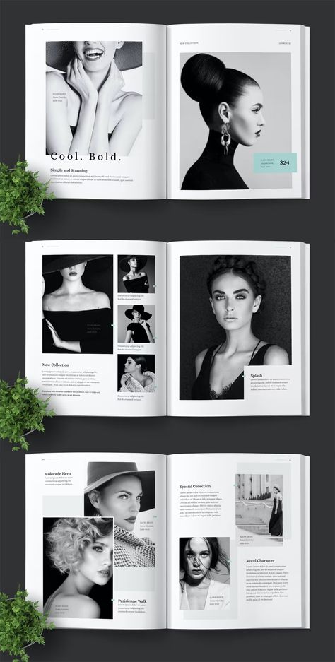 Clean Fashion Lookbook Template InDesign Simple Magazine Layout Design, Fashion Report Layout, Look Book Design Layout, Fashion Catalogue Design Layout, Fashion Layout Design, Fashion Book Cover, Fashion Magazine Layout Design, Report Cover Page, Fashion Lookbook Layout