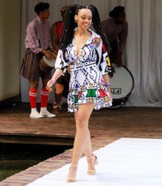 Sihle Ndaba In Beautiful Modern Ndebele Print Dress | Clipkulture | Clipkulture Ndebele Print Outfits, Ndebele Wedding Dress, Ndebele Print, Ndebele Traditional Attire, Short Flared Skirt, Nigerian Fashion Ankara, Cultural Fashion, Trendy Ankara Styles, Fashion Traditional