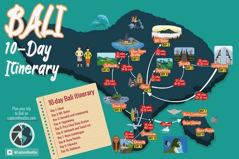 BALI 10-DAY ITINERARY - The perfect plan to spend 10 days in Bali Bali Tourist Attractions Map, North Bali Itinerary, Bali Tourist Map, Bali Travel Itinerary, Bali Map Travel, Bali Itinerary One Week, Bali Places To Visit, Bali Map, Bali Tourist