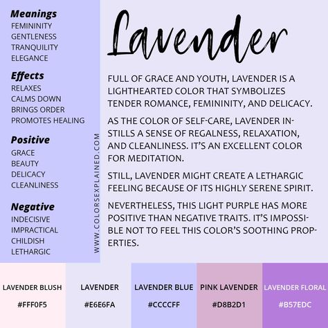 Lavender Symbolism, Lavender Meaning, The Color Lavender, Purple Meaning, Colour Psychology, Color Healing, Color Symbolism, Negative Traits, Lavender Aesthetic