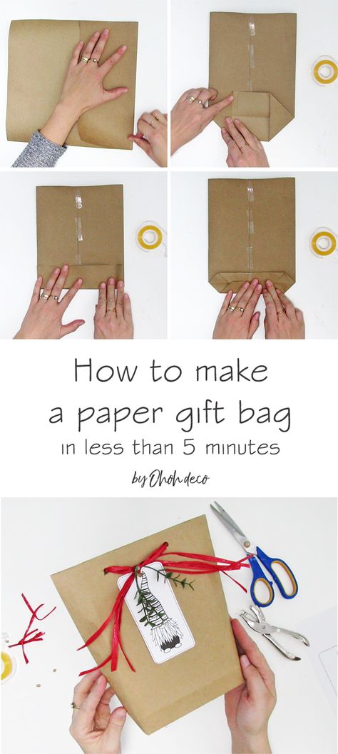 How To Make Paper Bag, Paper Bag Tutorial, Homemade Gift Bags, How To Make A Gift Bag, Handmade Paper Gifts, Christmas Gift Tags Free, Aesthetic Paper, How To Make A Paper Bag, Diy Paper Bag