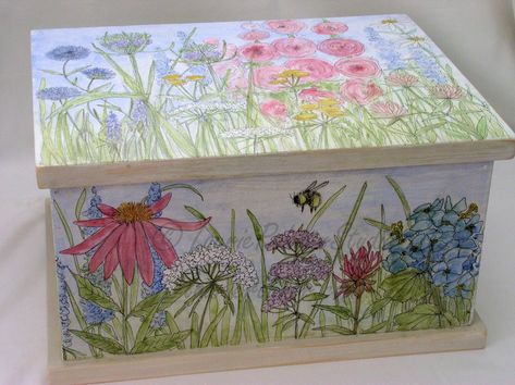 hand painted furniture – Cottage Farmhouse Painted Furniture Farmhouse Painted Furniture, Painted Bee Hives, Painted Wood Chest, Cottage Pillows, Painted Box, Cottage Painting, Bee Hives, Farmhouse Paint, Painted Cottage