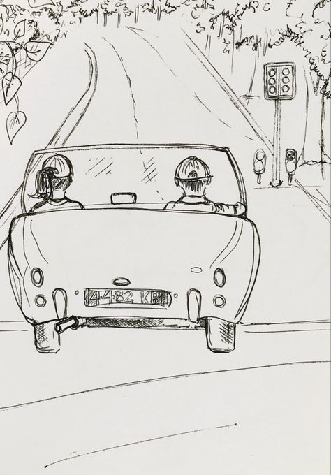 Sketching in ink to capture moments to make them memories. This sketch was inspired by a day with friends around Worcestershire. The sun was out, our car roofs were down and we travelled in convey. #sketch #sketchbook #ink #drawing #travel Car Driving Drawing, Car Window Drawing, Drive Sketch, Road Trip Drawing, Driving Drawing, Drive Drawing, Van Drawing, Drawing Travel, Drawing Hacks