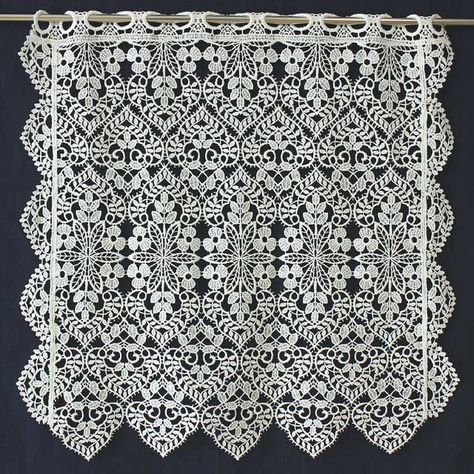 22 inc height 1900s Home, Cafe Curtain, Macrame Lace, Window Dressing, Curtain Valance, Cafe Curtains, Window Dressings, Valance Curtains, Crochet Blanket