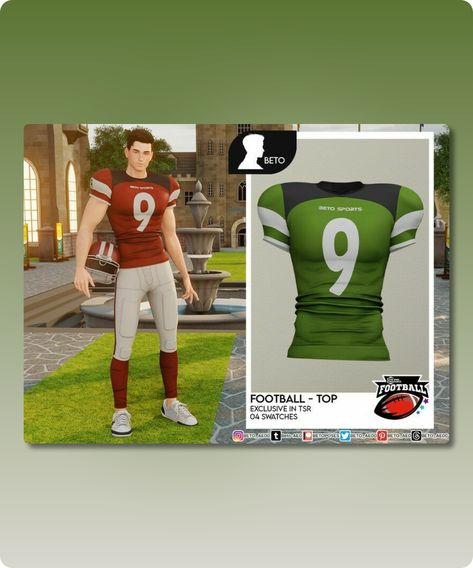 Sims 4 Clothing CC: Football  TOP Sims 4 American Football Cc, Sims 4 Soldier Cc, Sims Uniform, Sims 4 Football Uniform, Sims 4 Football Cc, Football Player Costume, American Football Uniform, Sims 4 Cc Download, Football Top