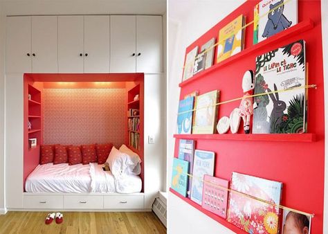 Girls' Rooms with Red Accents - by Kids Interiors Red Kids Room, Girls Bedroom Red, Kids Bedroom Paint Colors, Red Kids Rooms, Disney Girls Room, Boy Room Red, Pink Kids Bedrooms, Basement Den, Red Room Decor