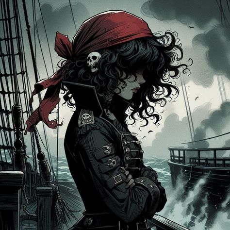 Vampire Pirate Art, Punk Witch Aesthetic, Pirate Oc Drawing, Pirate Anime Art, Pirate Girl Drawing, Pirate Girl Aesthetic, Female Pirate Character Design, Pirate Fantasy Art, Dark Pirate Aesthetic