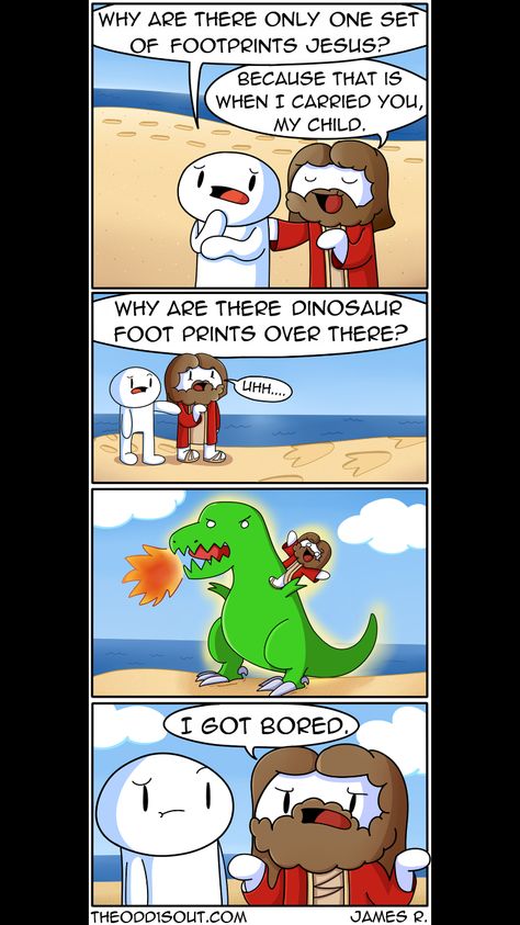 Oh trust Jesus. Odd1sout Comic, Odd Ones Out Comics, The Odd 1s Out, Theodd1sout Comics, Footprints In The Sand, Funny Comic Strips, Online Comics, Marvel Girls, Crazy Funny Memes