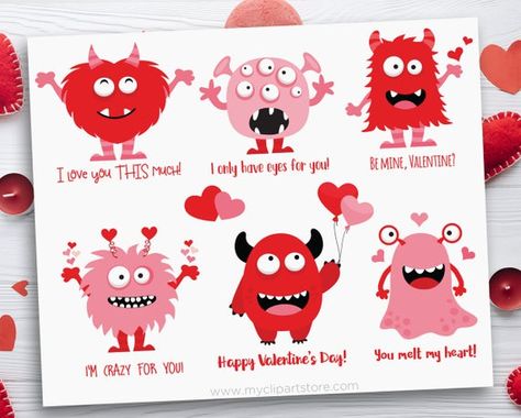 Pink Monsters, Monster Svg, Valentine Day List, Monster Clipart, Valentines Cookies, Monster Valentines, Sloth Birthday, Svg Sublimation, Funny Monsters