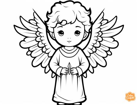 illustration of Guardian angel drawing to color Guardian Angel Coloring Page, Angel Outline Drawing, Guardian Angel Drawing, Drawing To Color, Angel Outline, Angel Coloring Pages, Mandala Turtle, Angel Theme, Angel Kids