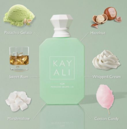 KAYALI Yum Pistachio Gelato perfume is a fragrance that offers a unique olfactory experience with its gourmand and delectable scent profile. Created by the renowned perfume brand, KAYALI, this fragrance captures the essence of creamy pistachio gelato and delivers a sweet, nutty, and indulgent aroma. One of the standout aspects of KAYALI Yum Pistachio Gelato perfume is its incredibly realistic and mouthwatering pistachio note. From the moment you spray the fragrance, you are greeted with the ric Pistachio Gelato, Fragrances Perfume Woman, Perfume Collection Fragrance, روتين العناية بالبشرة, Perfume Scents, Perfume Lover, Body Care Routine, Luxury Perfume, Body Skin Care Routine