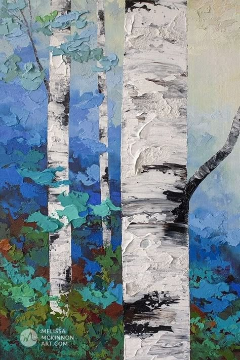 자작나무 그림, Melissa Mckinnon, Birch Trees Painting, Sunlit Forest, Birch Tree Art, Birch Tree Painting, Tree Paintings, Soyut Sanat Tabloları, Aspen Trees