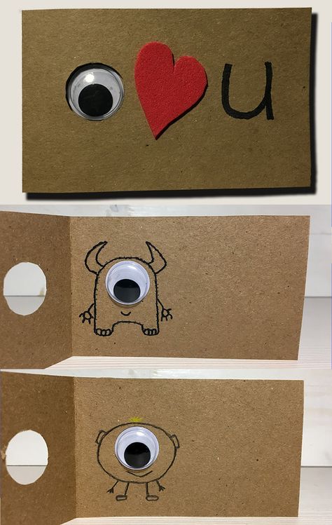 How to make cute love card of craft paper, googly eye and foam sheet. Googly Eyes Birthday Card, Valentines Cards For Kindergarten, Cards With Googly Eyes, Googly Eye Cards, Googley Eyes Crafts, Diy Googly Eyes, Googly Eyes Crafts, Googly Eye Crafts, Cute Valentines Day Cards