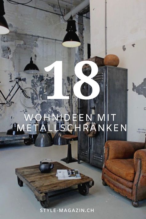 Ein cooler Spind ist nicht nur was für Umkleidekabinen oder Werkstätten. Wir zeigen die schönsten Ideen, wie es sich mit Blech toll einrichten lässt. #blech #wohnidee #metall #spind #schrank #design #wohnen #deko #einrichten #tipps #selbermachen Desk Space, Interior Ideas, Industrial Style, Industrial Design, Room Design, Design Ideas, Garage, New Homes, Novelty Sign