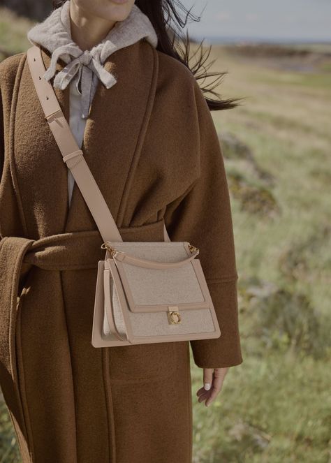 POLÈNE | Numéro Sept Edition Duo Taupe Canvas Bag Polene Numero Sept, Structured Bag, Italian Fabric, Wool Fabric, Canvas Bag, Leather Trims, Work Outfit, Calf Leather, Dust Bag