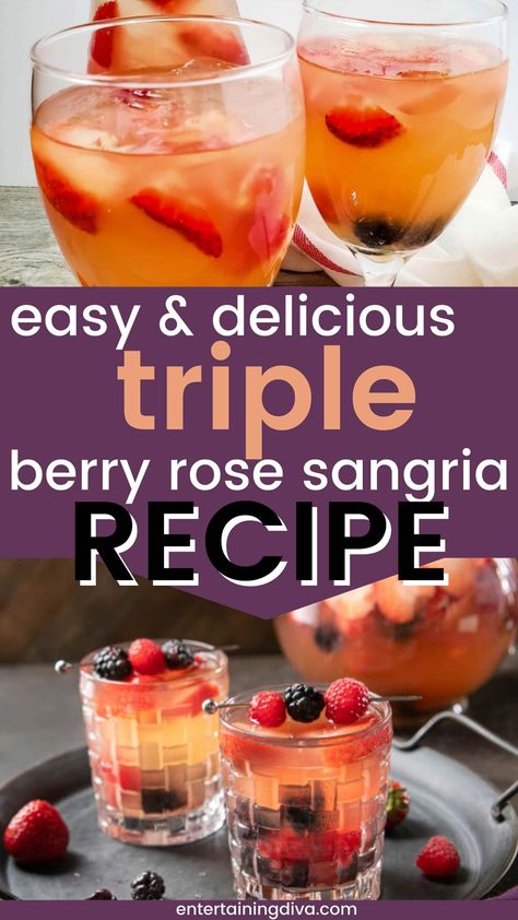 This is one of the best mixed berry sangria recipes ever! Made with rosé wine, pineapple juice, strawberries, blueberries and raspberries, this summer berry drink is perfect for any occasion. Berry Sangria Recipes, Rosé Sangria, Sparkling Sangria, Easy Sangria Recipes, Strawberry Sangria, Berry Cocktail, Yummy Summer Cocktails, Berry Sangria, Best Summer Cocktails