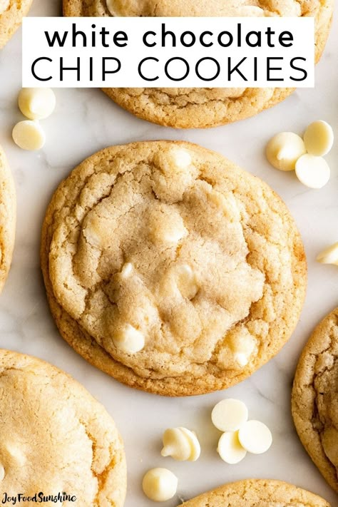 White Choc Chip Cookies, White Chocolate Chips Recipes, White Chocolate Cookie Recipes, White Chocolate Chip Cookies Recipes, Choc Chip Cookie Recipe, Chewy Peanut Butter Cookies, White Chocolate Chip, White Chocolate Chip Cookies, White Chocolate Cookies