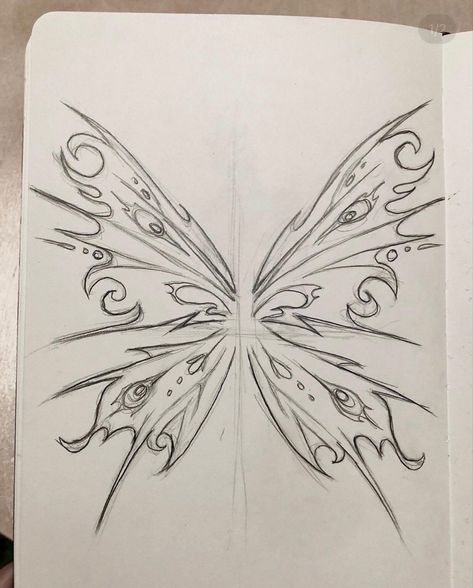 Unique Collarbone Tattoo Ideas, Fairy Wings Painting, Butterfly Drawing Aesthetic, Mythical Drawings, Fairy Wings Drawing, Fairy Wing Tattoos, Butterfly Sketch, Butterfly Drawing, Arte Sketchbook