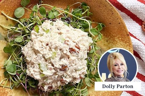 Pecan Chicken Salad Recipe, Dolly Parton Recipes, Pecan Chicken Salads, Chicken Salad Ingredients, Pecan Chicken, Pecan Salad, Chicken Salad Recipe, Favorite Chicken, Diced Chicken