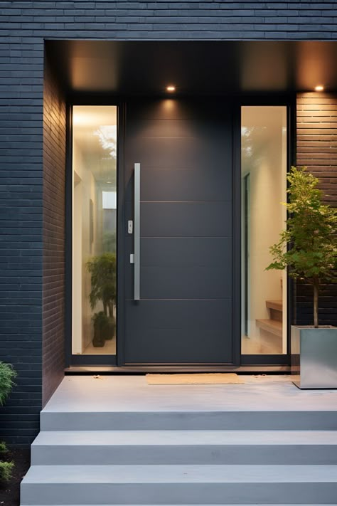 Steel Door Design Entrance, Modern Front Door Entrance, House Front Door Design, Modern Entrance Door, Steel Front Door, Contemporary Front Doors, Main Entrance Door Design, Home Door Design, Modern Front Door