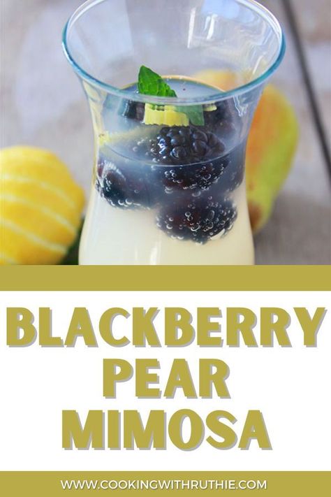 Elevate your brunch experience with our Blackberry Pear Mimosas! This delightful twist on the classic mimosa combines the sweetness of blackberries and the crispness of pears for a refreshing sip. || cookingwithruthie.com #BlackberryPearMimosas #BrunchDrinks #RefreshingSips Pear Mimosa Recipe, Blackberry Mimosa, Blueberry Mimosa, Pear Mimosa, Classic Mimosa, Mikes Hard Lemonade, Hard Lemonade, Mimosa Recipe, Brunch Drinks