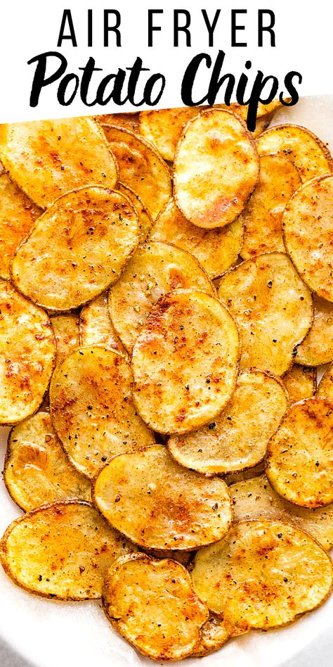 Air Fryer Chips, Air Fryer Potato Chips, Homemade Potato Chips, Air Fry Potatoes, Air Fryer Potato, Fried Potato Chips, Baked Potato Chips, Potato Chip Recipes, Homemade Chips