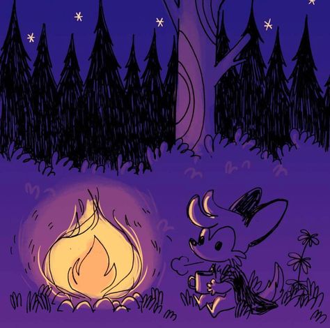 Little Fox Sitting By The Campfire | Celine Scampi Sitting Around A Campfire Drawing, Campfire Drawing, Fox Sitting, 90s Cartoons, Building Art, Moon Magic, Cat Sitting, Art Poses, Art References