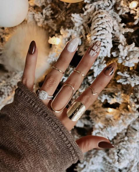 Beige Nails Design, Boho Nails, December Nails, November Nails, Holiday Nail, Cute Gel Nails, Festival Nails, Neutral Nails, Brown Nails